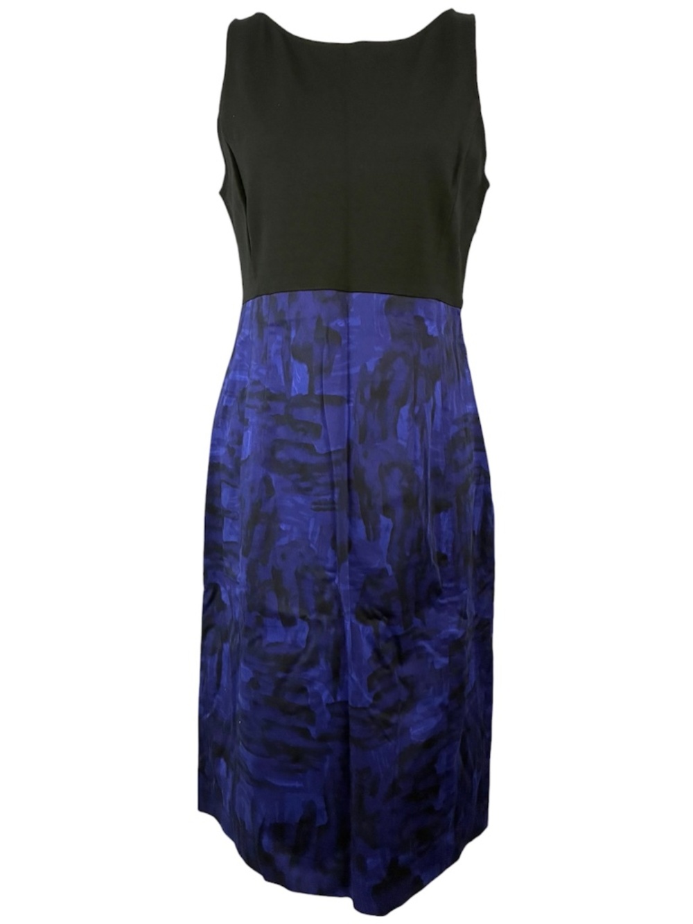 Theory Yeneth Brushstroke Dress 12 Sheath Black Purple Knee Length Sleeveless